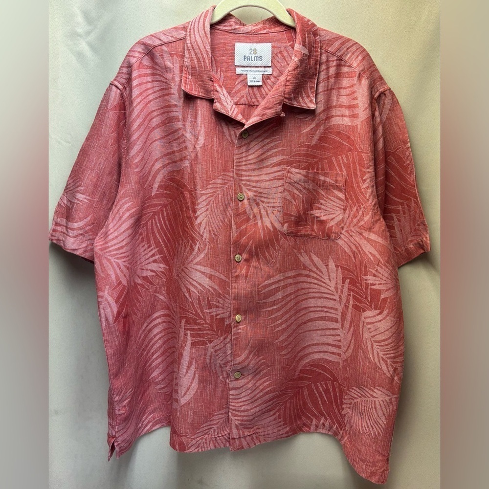 28 Palms Hawaiian Style Silk and Linen blend Shirt Men's XXL